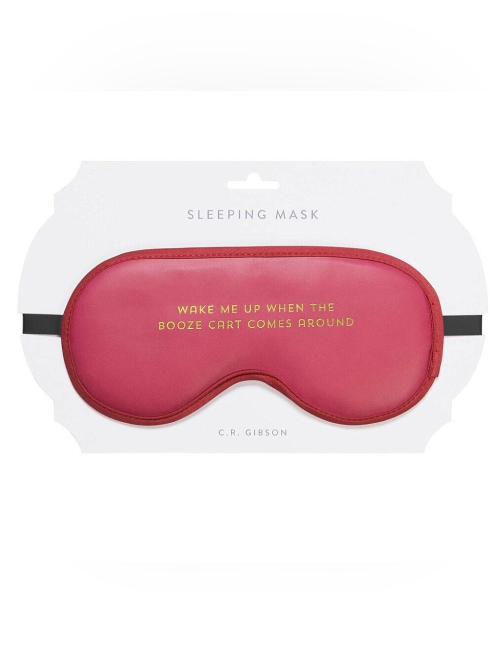 C.R. Gibson Booze Cart Pink Satin Sleep Mask with Gold Foil Text